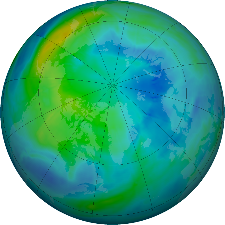 Arctic ozone map for 14 October 2008